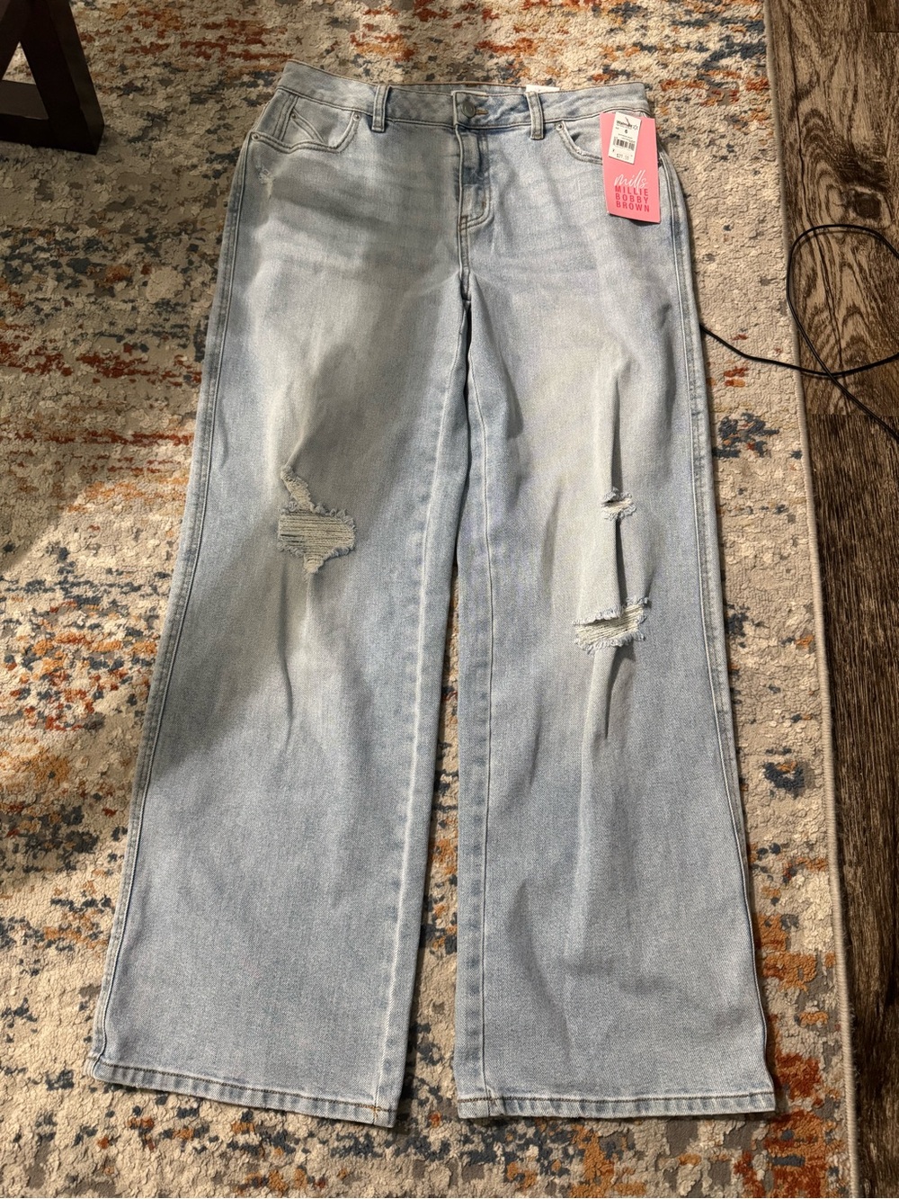 Light Wash Distressed Wide-Leg Jeans for Women